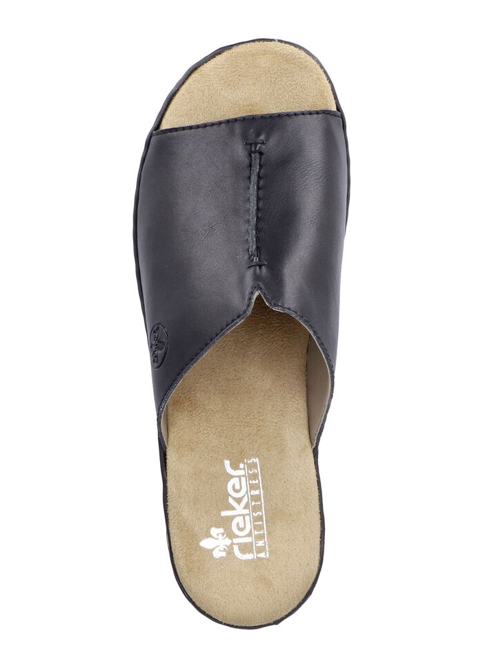 Rieker, klassische Damen-Pantoletten, aus Synthetik SCHWARZ